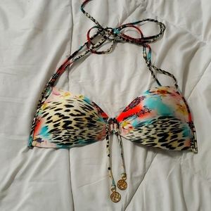 LULI FAMA ANIMAL PRINT WITH DETAIL WOMENS BATHING SUIT TOP, SIZE M